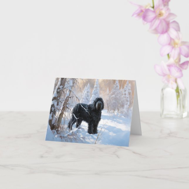 Tarjeta El miedo ruso negro deja que nieva a Navidades (Orquídea)