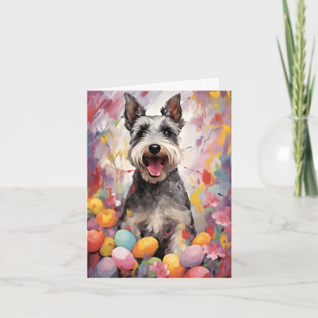Tarjeta El ministro Schnauzer feliz Pascua (Anverso)
