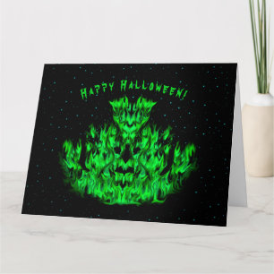 Tarjeta El monstruo de la llama verde en el cielo estrella