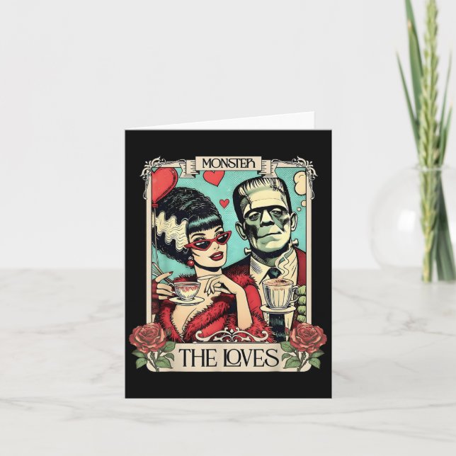 Tarjeta El Monstruo Frankenstein Y La Novia Los Amantes Ta (Anverso)