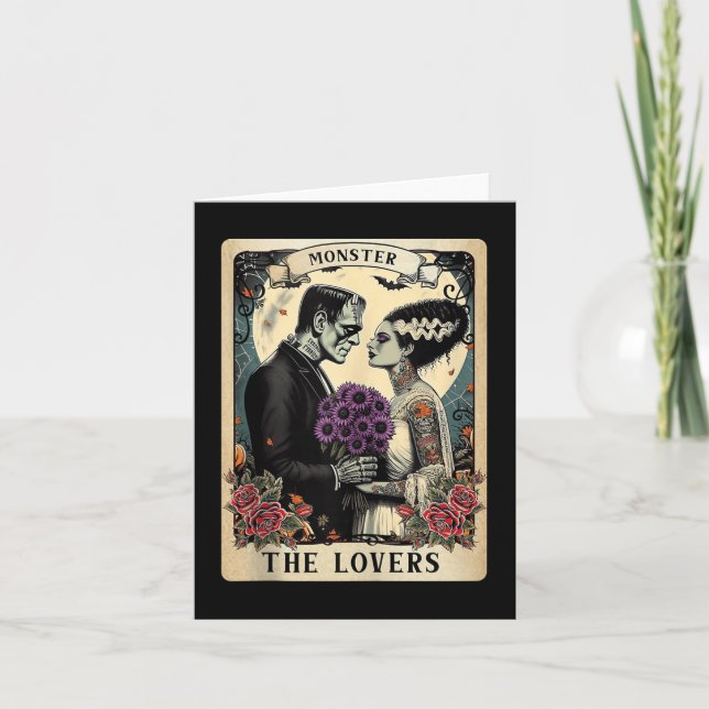 Tarjeta El Monstruo Frankenstein Y La Novia Los Amantes Ta (Anverso)