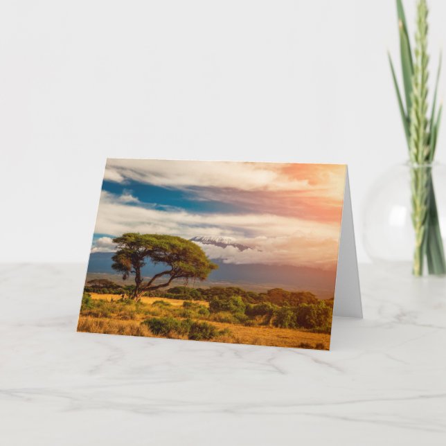Tarjeta El monte Kilimanjaro el | Amboseli, Kenia (Anverso)