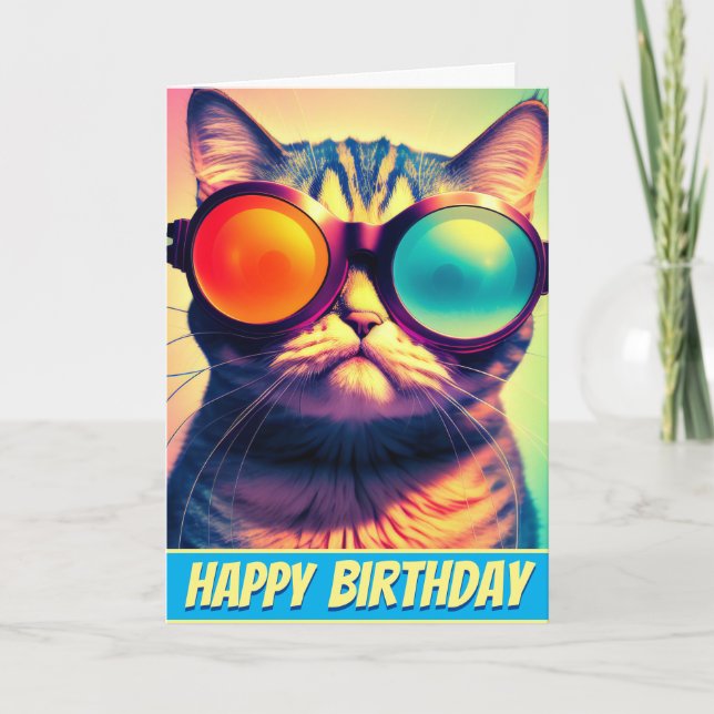 Tarjeta El mundo de los sueños psicodélicos de un gato fun (Anverso)