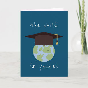 Tarjeta El mundo es tu graduado de la capa de graduación d