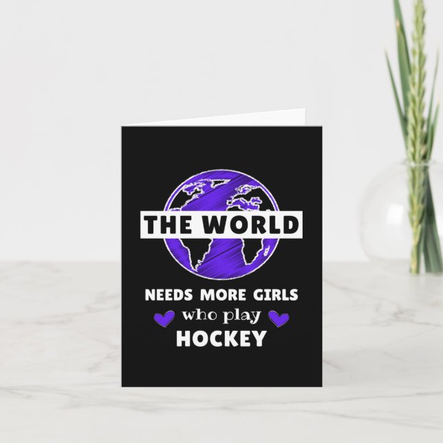 Tarjeta El mundo necesita más chicas que jueguen hockey (Anverso)