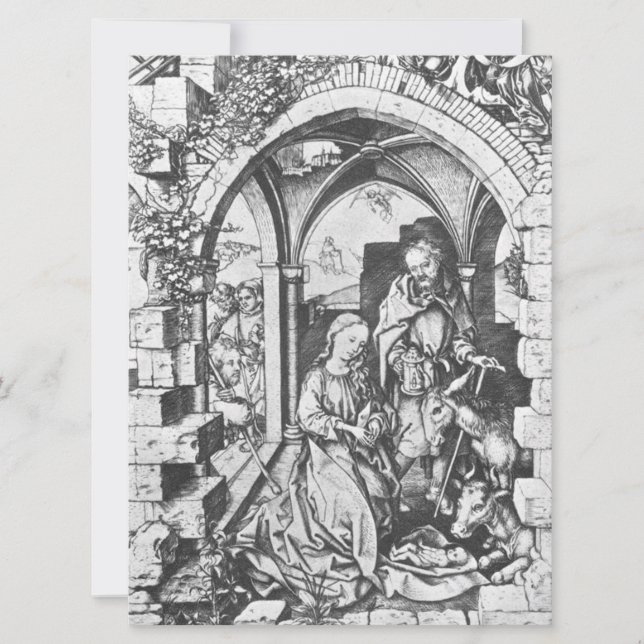 Tarjeta El nacimiento de Jesús (por Martin Schongauer) (Anverso)