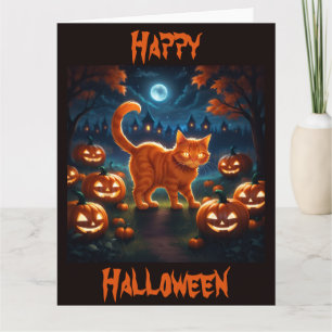 Tarjeta El Naranja Kitten fantasmagórico en la noche de Ha