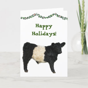 Tarjeta El navidad feliz del día de fiesta ceñió la vaca