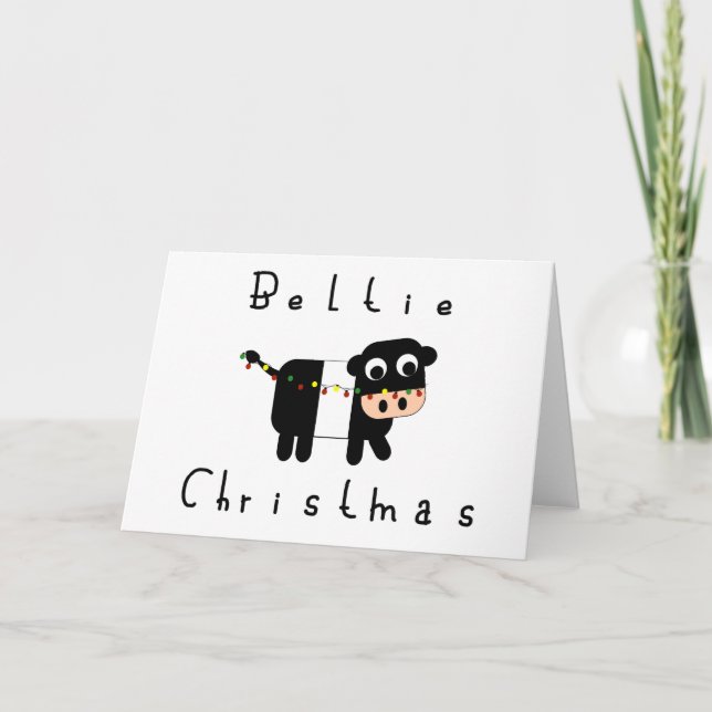 Tarjeta El navidad lindo de Beltie del dibujo animado (Anverso)