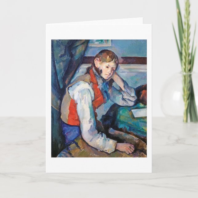 Tarjeta El Niño con Chaleco Rojo, Cezanne (Anverso)