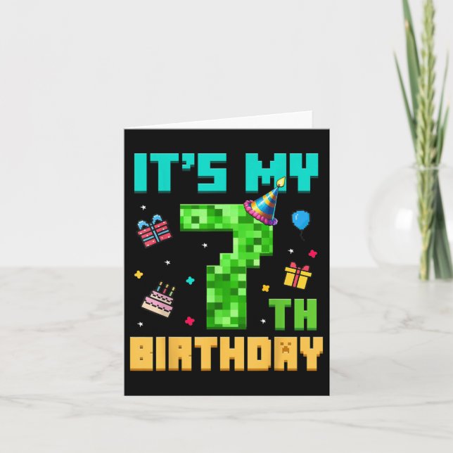 Tarjeta El niño cumpleaños es mi juego de video de séptimo (Anverso)