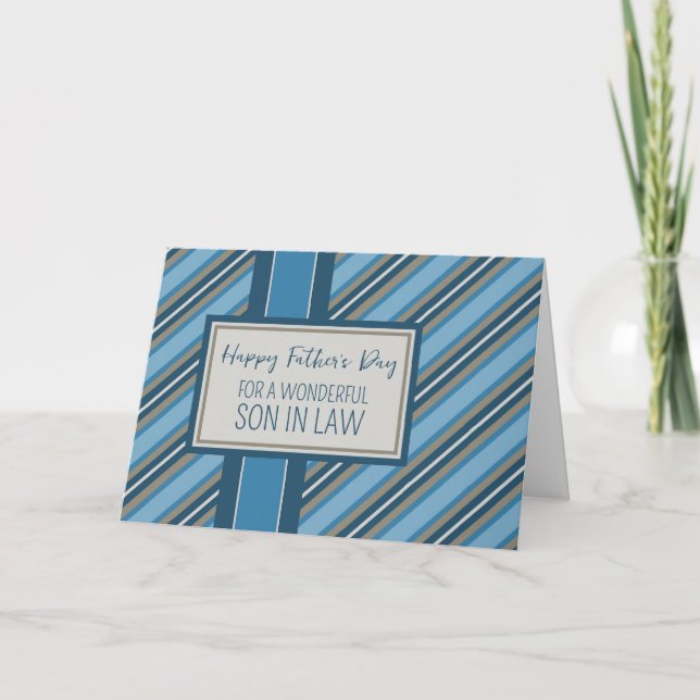 Tarjeta El niño de las franjas azules en la ley, feliz día (Anverso)