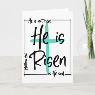 Tarjeta Él no está aquí, él ha resucitado Jesús Cruz crist