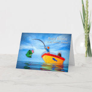 Tarjeta El novio de cumpleaños es atrapado de una pesca de