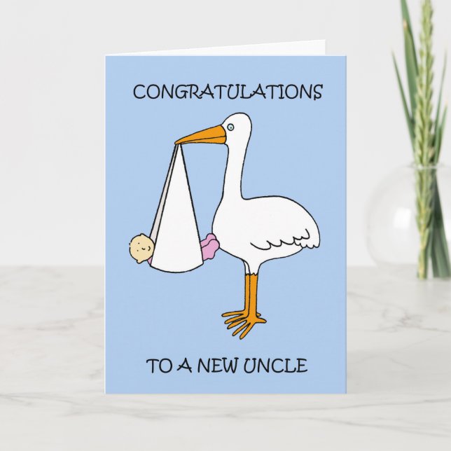 Tarjeta El nuevo tío felicita a una niña bebé (Anverso)
