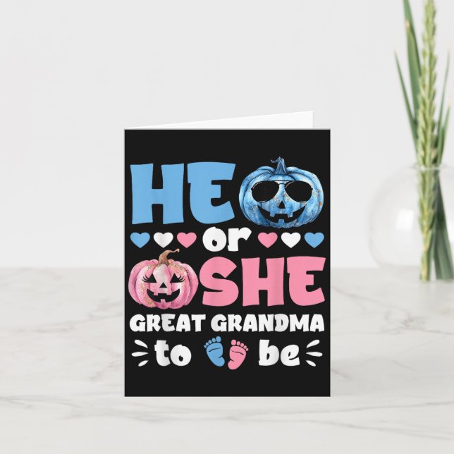 Tarjeta Él O Ella Gran Abuela Para Ser Bebé Género Revelar (Anverso)