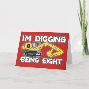 Tarjeta El octavo cumpleaños de mi hijo estoy cavando sien