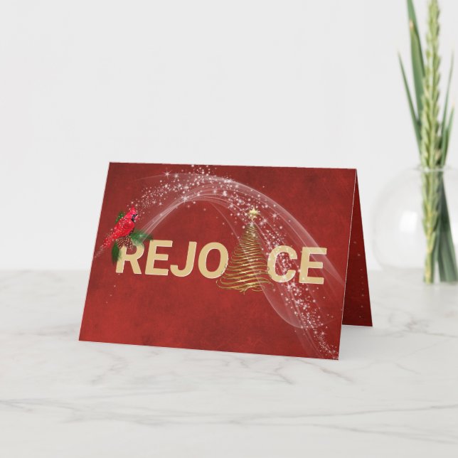 Tarjeta El oro de los navidades con el cardenal (Anverso)
