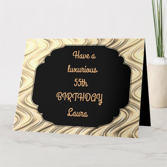Tarjeta El oro de lujo personalizado 55º cumpleaños (Anverso)