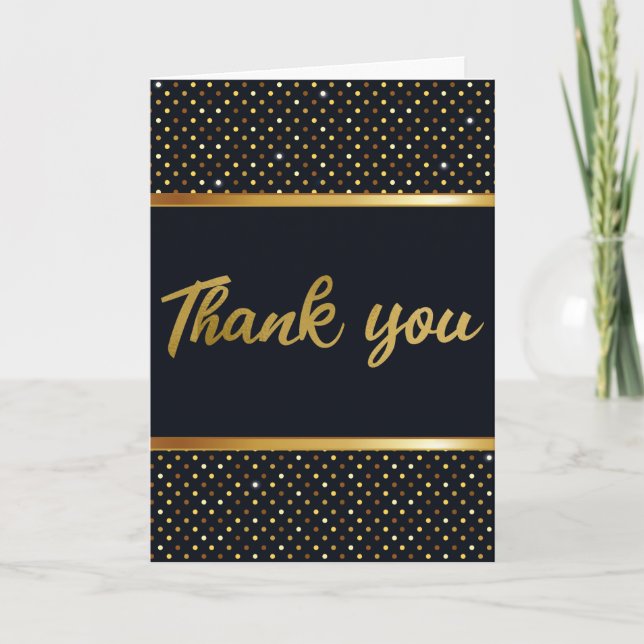 Tarjeta El oro elegante y el cumpleaños negro le agradecen (Anverso)