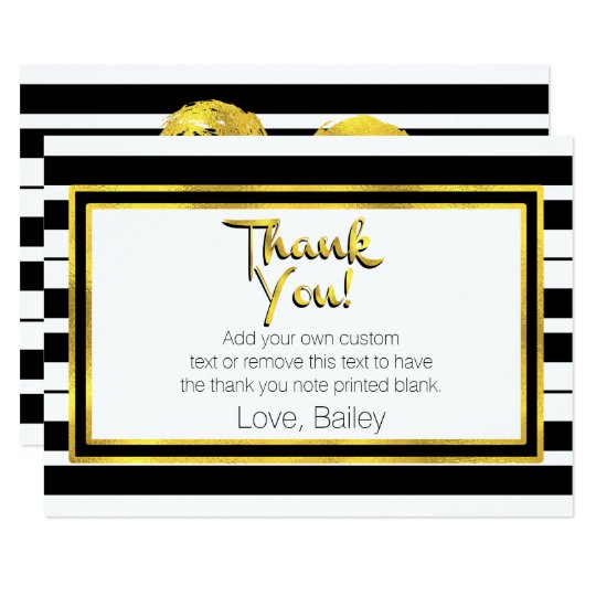Tarjeta El oro, rayado blanco y negro le agradece las