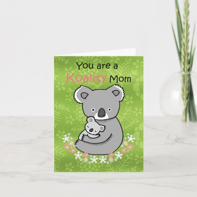 Tarjeta El oso adorable Koala, dulce y gracioso Día de la  (Anverso)