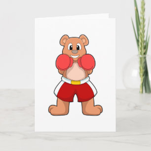 Tarjeta El oso como boxeador con guantes de boxeo
