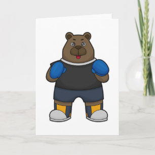 Tarjeta El oso como boxeador con guantes de boxeo