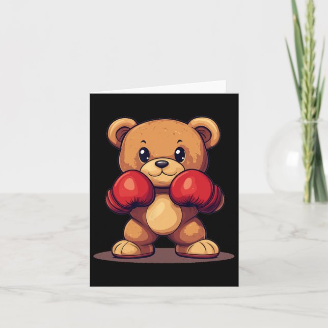 Tarjeta El Oso De Knockout Con Guantes De Boxeo Para Una M (Anverso)
