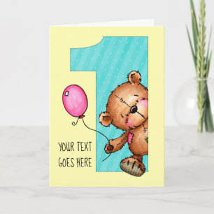 Tarjeta ¡El Oso de Teddy se está volviendo uno! Cumpleaños