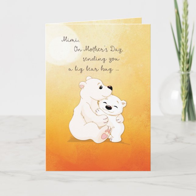 Tarjeta El oso del día de la madre de mi te abraza (Anverso)