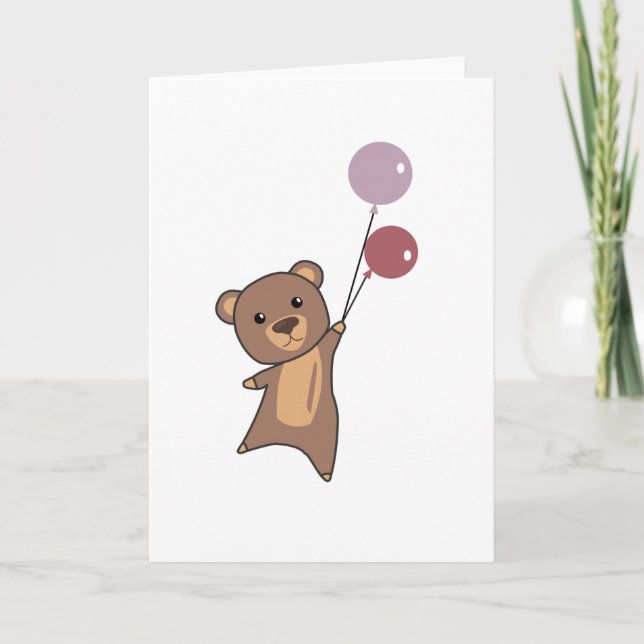 Tarjeta El Oso Sale Con Globos Animados Cuestos (Anverso)