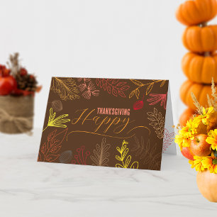 Tarjeta El otoño deja ramas y el día de Acción de Gracias 