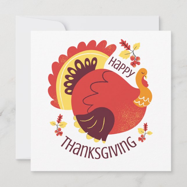 Tarjeta El otoño estilizado sentado en Turquía Feliz Acció (Anverso)