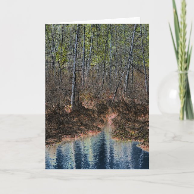 Tarjeta "El otro lado" Bosque y estanque digitalmente edit (Anverso)