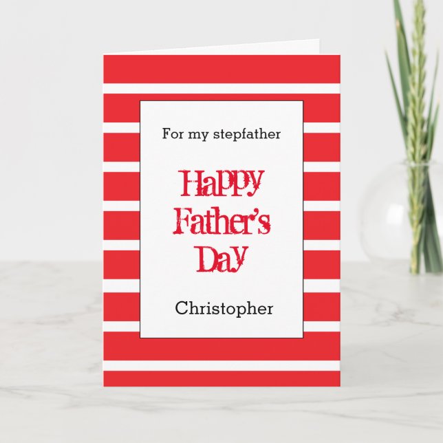 Tarjeta El padrastro del Día del Padre Rojo Moderno (Anverso)
