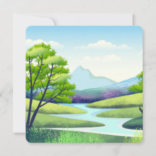 Tarjeta El paisaje natural con río