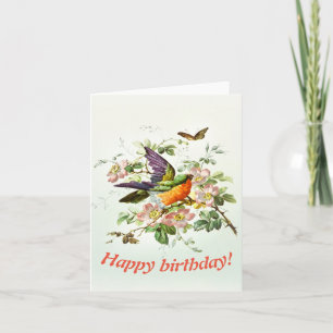 Tarjeta El pájaro y la mariposa, cumpleaños