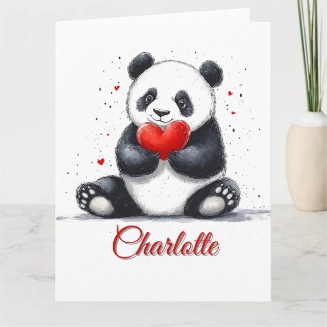 Tarjeta El Panda lindo con el nombre de Personalizable (Anverso)