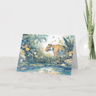 Tarjeta El paseo de los tigres por la floreciente jungla