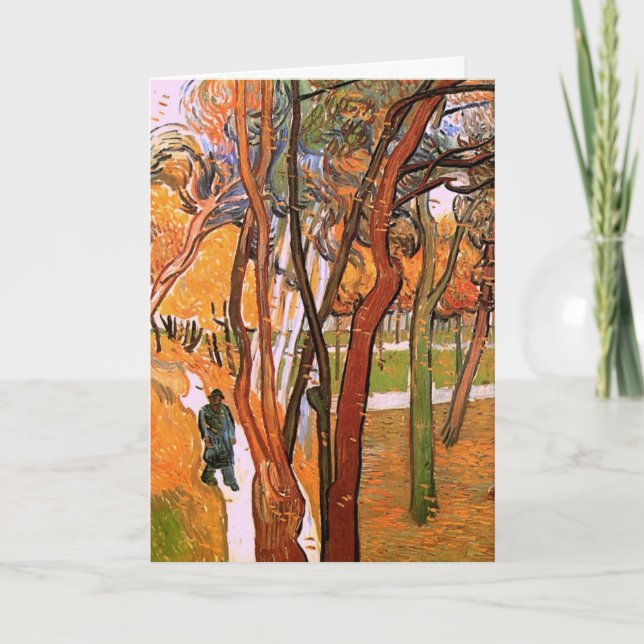 Tarjeta El paseo: hojas caídas de Vincent van Gogh (Anverso)