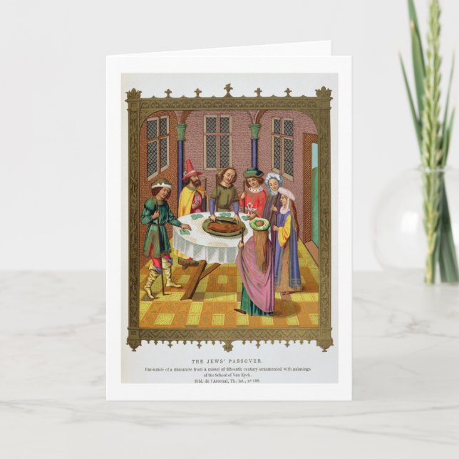 Tarjeta El Passover de los judíos, facsímil de un siglo XV (Anverso)