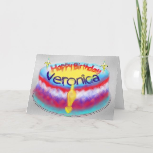 Tarjeta El pastel de cumpleaños de Verónica (Anverso)