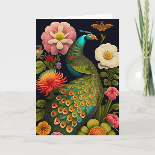 Tarjeta El pavo real | Saludo moderno de Haeckel (Anverso)