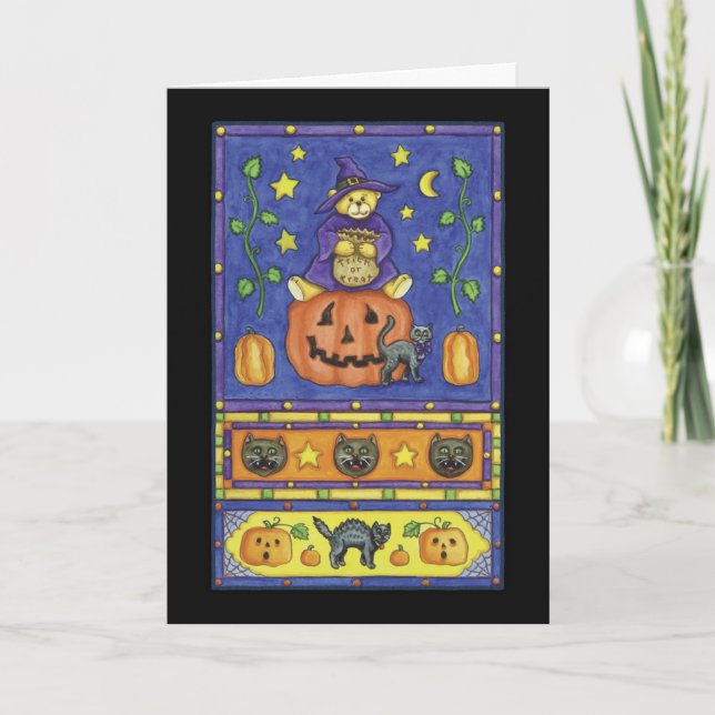Tarjeta El peluche de Halloween refiere la calabaza (Anverso)