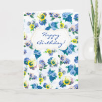 El pensamiento azul florece feliz cumpleaños del