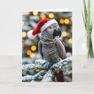 Tarjeta El pequeño ayudante africano gris de Santa