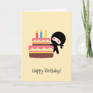 Tarjeta El pequeño Ninja detrás del amarillo del pastel de