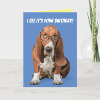 Tarjeta El perro de Basset veo que es tu cumpleaños
