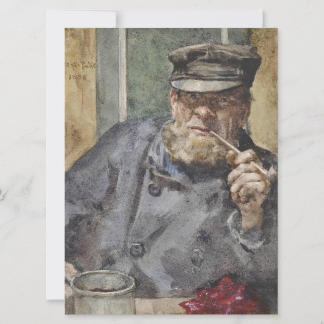 Tarjeta El perro del mar antiguo (por Henry Scott Tuke) (Anverso)